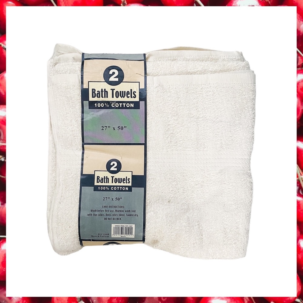 2 cotton bath towels